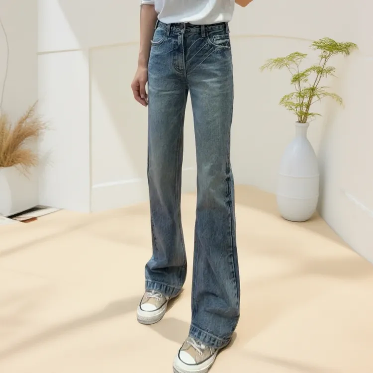 时尚减龄百搭加绒微喇牛仔裤裤子女秋冬高腰显瘦洋气窄版喇叭裤