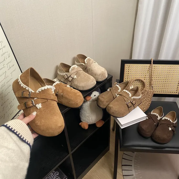 厚底增高刺绣勃肯鞋包头半拖鞋女外穿2025秋季新款超火穆勒博肯鞋