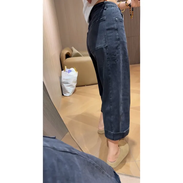 唐芯媛秋季新款时尚百搭直筒牛仔裤子女2025年宽松洋气九分法棍裤