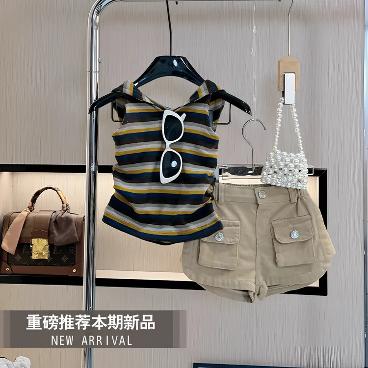 儿童夏季套装2025新款洋气夏装小女孩时尚夏款学院风女童两件套