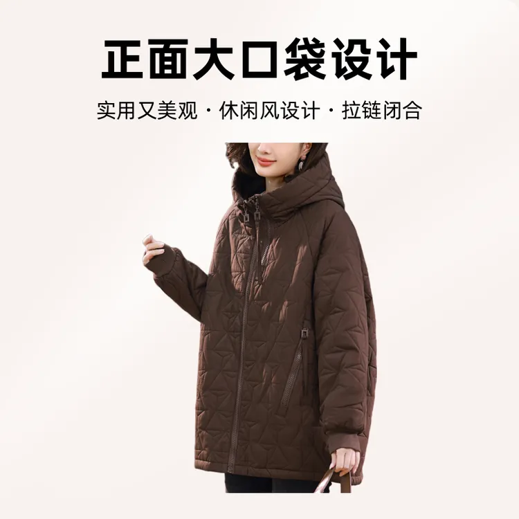1998棉衣女中长款2024新款冬季棉服中年妈妈大码棉袄初冬夹棉外套
