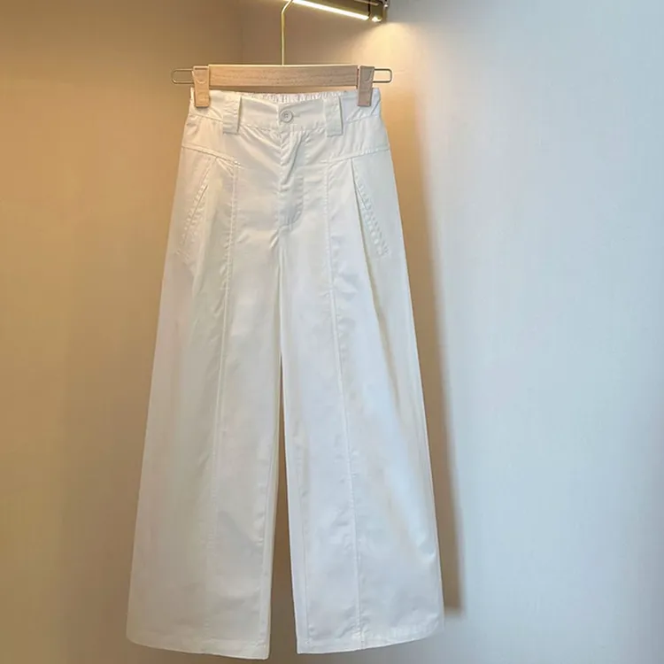 夏季百搭高腰显瘦直筒宽松松紧腰休闲裤