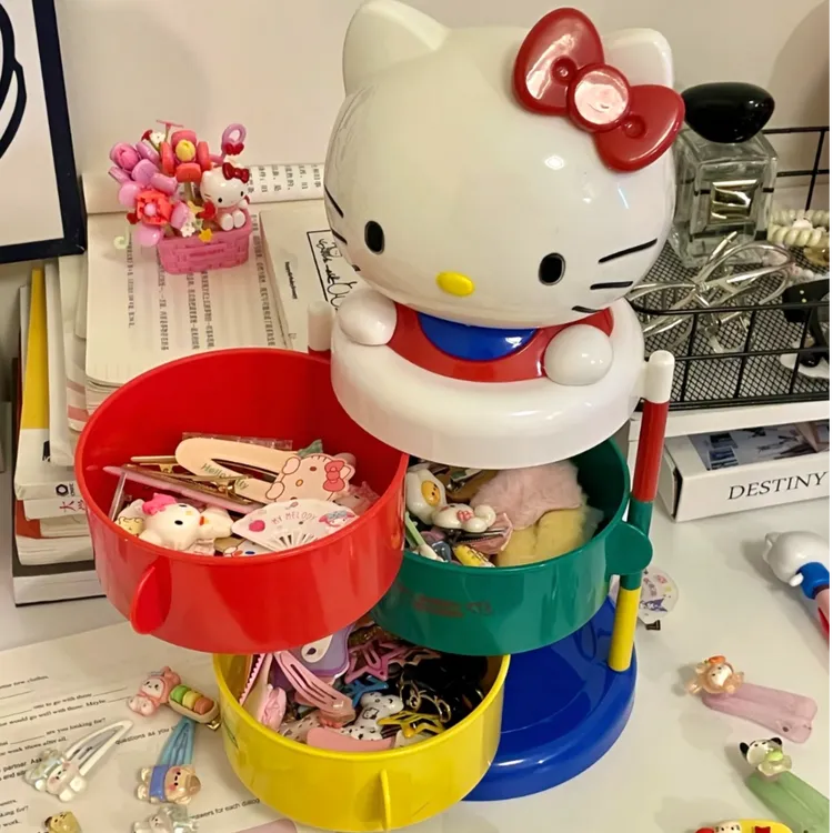 【猫咪】中古HelloKT旋转收纳桶猫头收纳架KT收纳架可爱