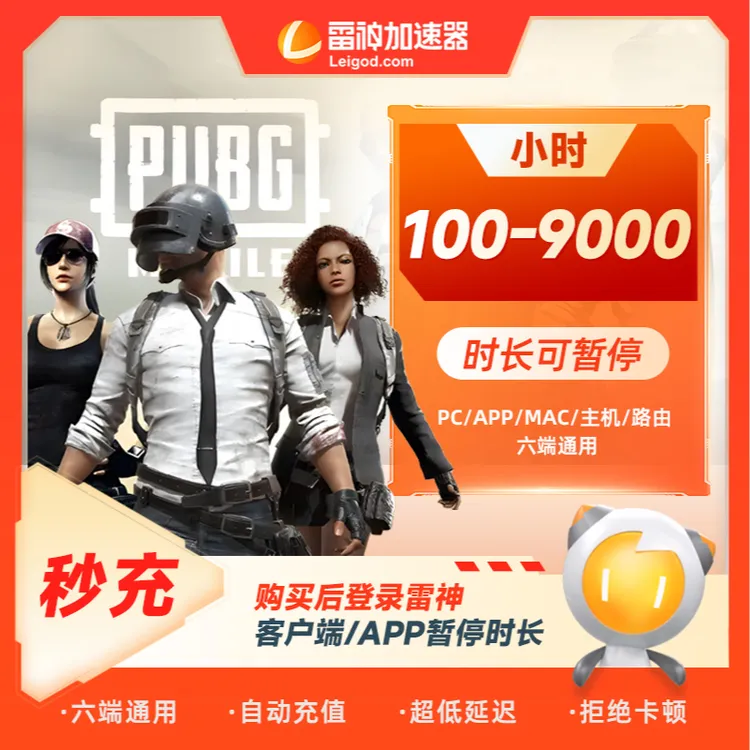 雷神加速器【官方直充】100小时-9000小时长可暂停/pubg游戏加速 达