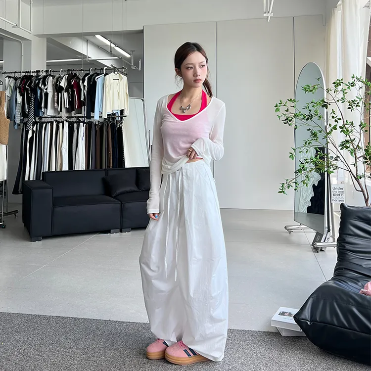 白色阔腿裤女夏季新款灯笼裤高腰宽松大裤脚休闲裤直筒垂感拖地裤