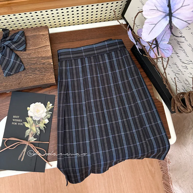 迟来信/捣蛋猫原创jk格裙制服套装正版日系校供感格百褶半身裙女