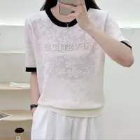 【小香风-钉珠花朵】2025夏季新款圆领高定短袖针织衫女 9906