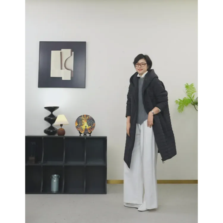 【U.M】廓形无拘斜拉链连帽宽松保暖驼绒棉服绗缝菱格