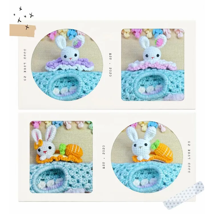 手工 毛线 钩织 草莓兔发夹  胡萝卜兔发夹