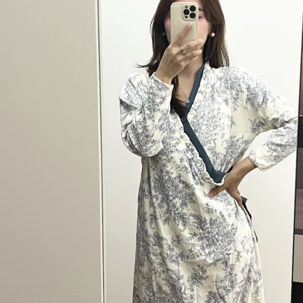 带胸垫睡袍女秋季长袖系带日系甜美云朵棉长款睡衣裙家居服可外穿