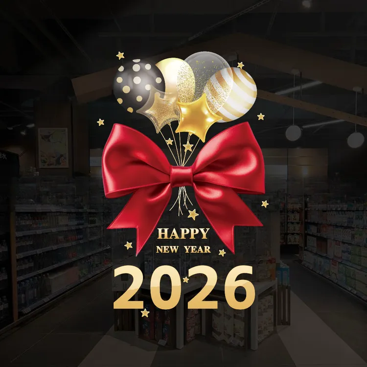 2026新年装饰静电贴商场酒店蝴蝶结新年氛围静电窗花贴玻璃门贴画