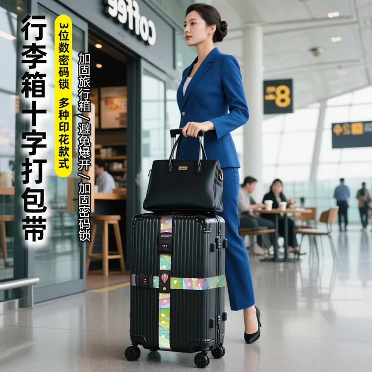 行李箱绑带十字打包带印花托运加固带旅行箱防爆户外装备约束带