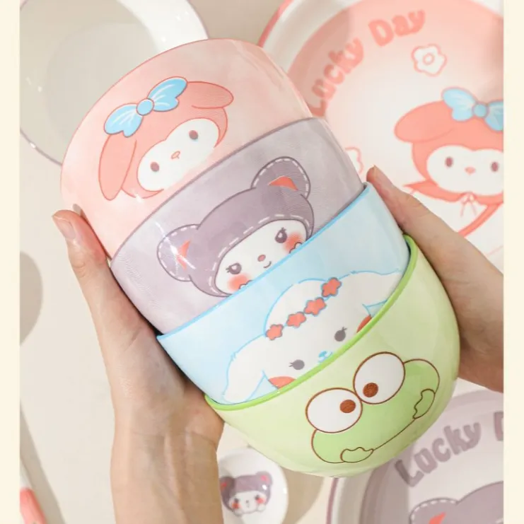 【萌萌Q宝4只】陶瓷釉下彩4.5英寸米饭碗辅食甜品沙拉碗高颜值餐具