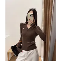 EK高级老钱风排扣翻领羊毛针织衫女秋季新款修身显瘦刺绣上衣1215