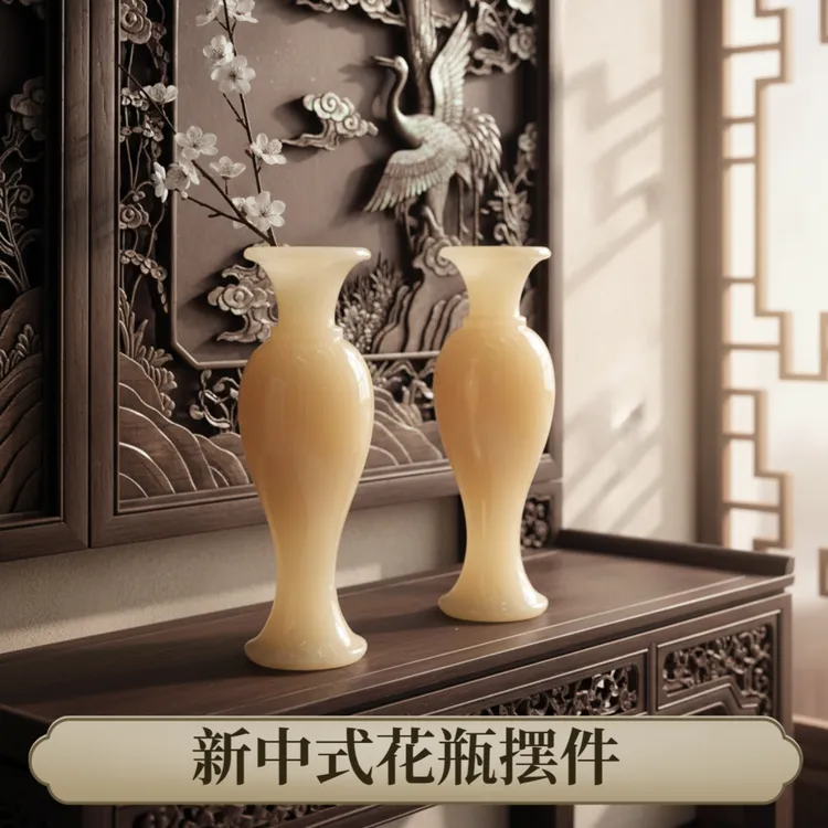 新中式风格书房创意高档手工玄关电视柜酒柜典雅摆件简约工艺品