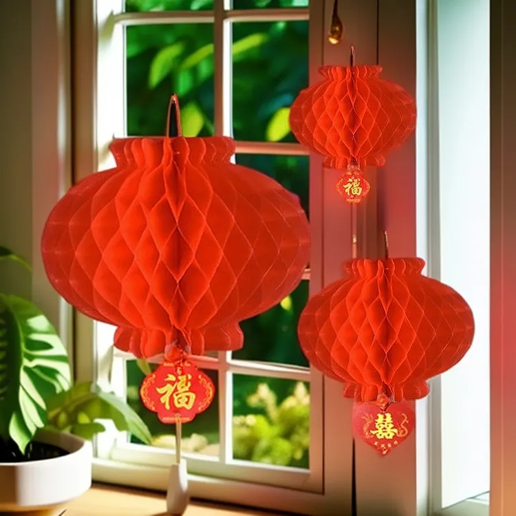 拾梦囍铺蜂窝灯笼喜庆挂饰结婚庆典节日庭院防水装饰布置挂件