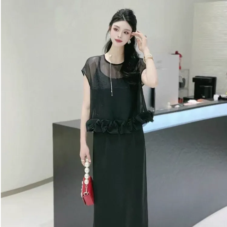 【一瑶】黑色贵夫人高端连衣裙2025夏季新款十三行气质名媛爆款裙子