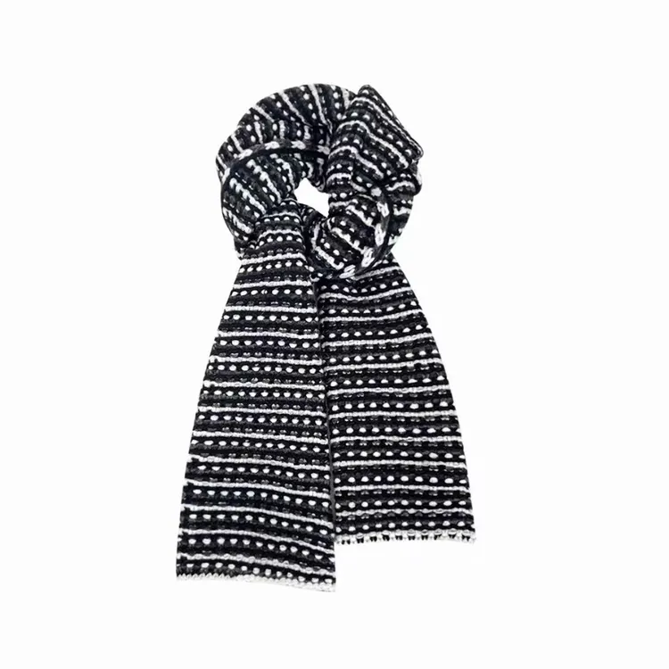 点点条纹针织围巾