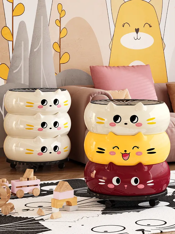 新款家用按压带轮高颜值垃圾桶双层带盖卫生间卧室客厅大号大容量