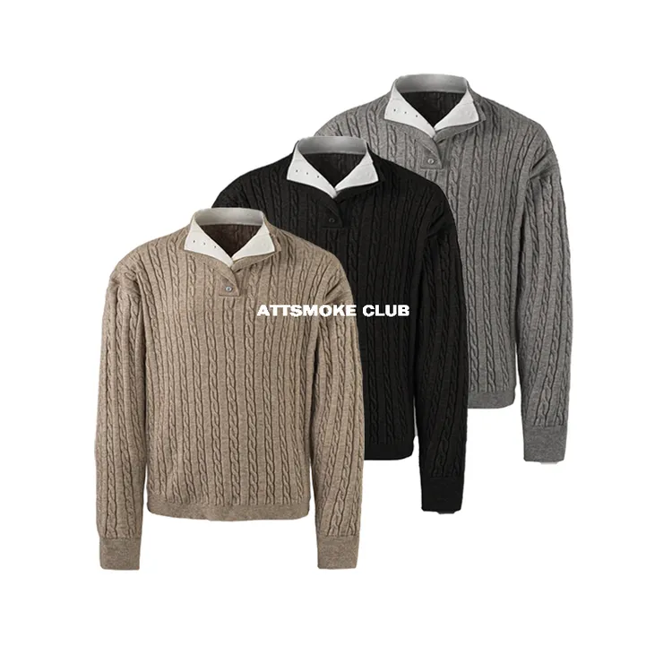 【线上商店】老钱风高智感假两件亨利针织polo衫毛衣秋季扭花纹理感