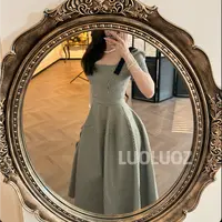 【现货】LUOLUOZ【黑白旋律】高级感黑白撞色时尚收腰短款连衣裙JF650