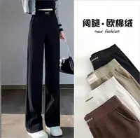 秋上新~欧棉绒超细条窄版直筒裤