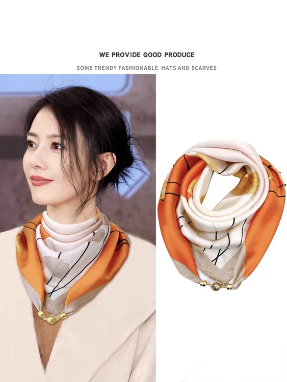 洋气百搭磁吸扣小方巾女丝巾春秋护颈围脖领巾2025新款时尚薄围巾