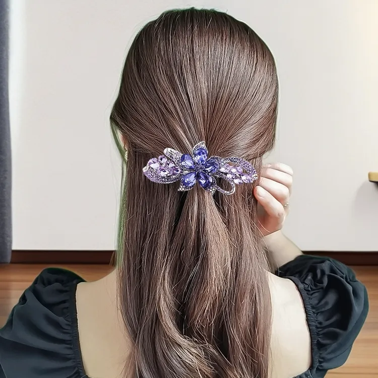 水钻蝴蝶发夹后脑勺夹子头饰顶夹发卡弹簧夹横夹韩版气质发饰女