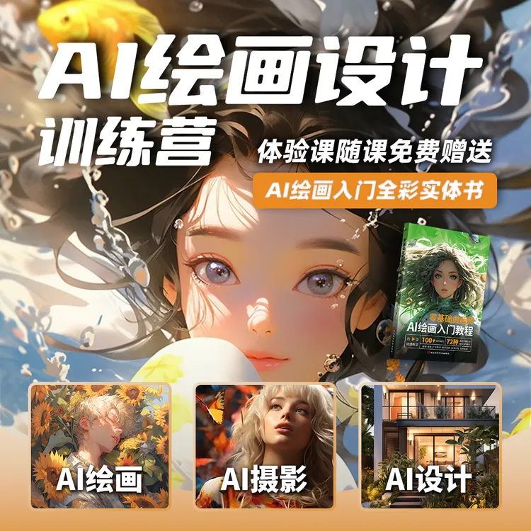 【拍下请查看短信进行核销！】AI绘画实战课程三天直播教学赠实体书