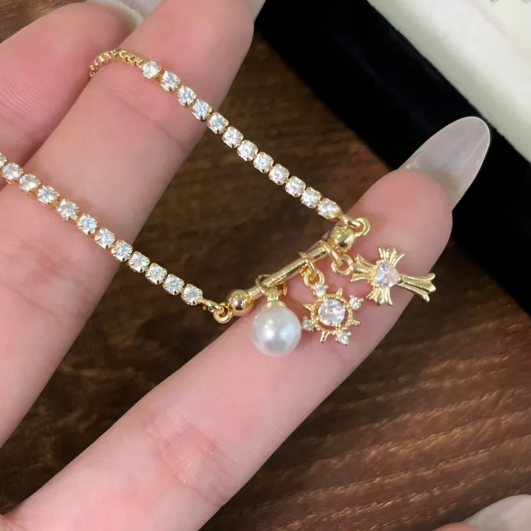 铜合金锆石手链 2025新款少女时尚百搭ins小众高颜值小手链