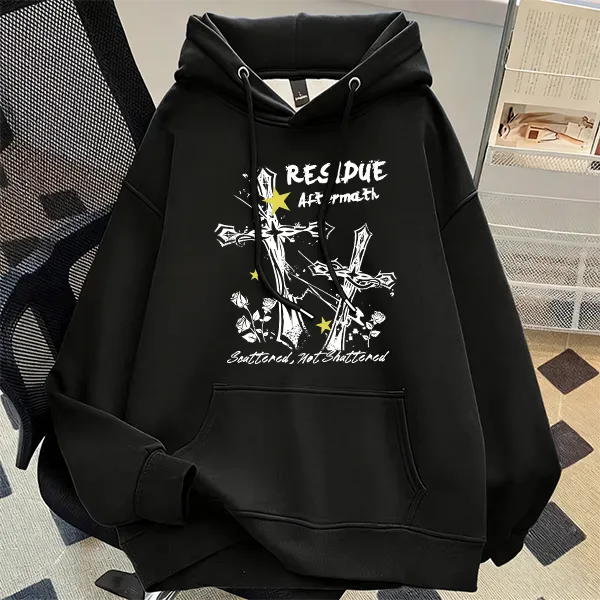 重磅500克纯棉连帽卫衣简约风印花个性潮流时尚潮牌加绒加厚