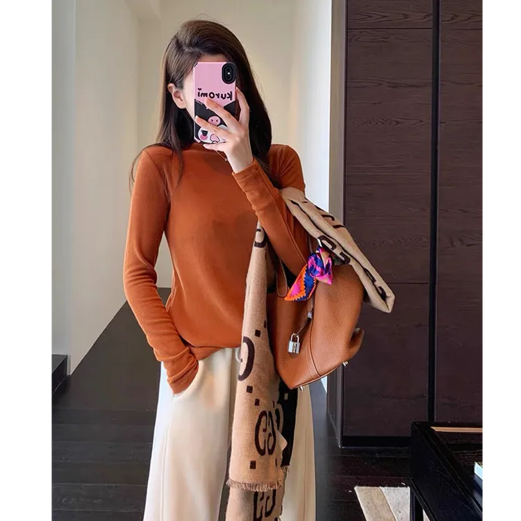 秋冬搭配神器 保暖双面绒打底衫长袖T恤半高领上衣女新款内搭纯色