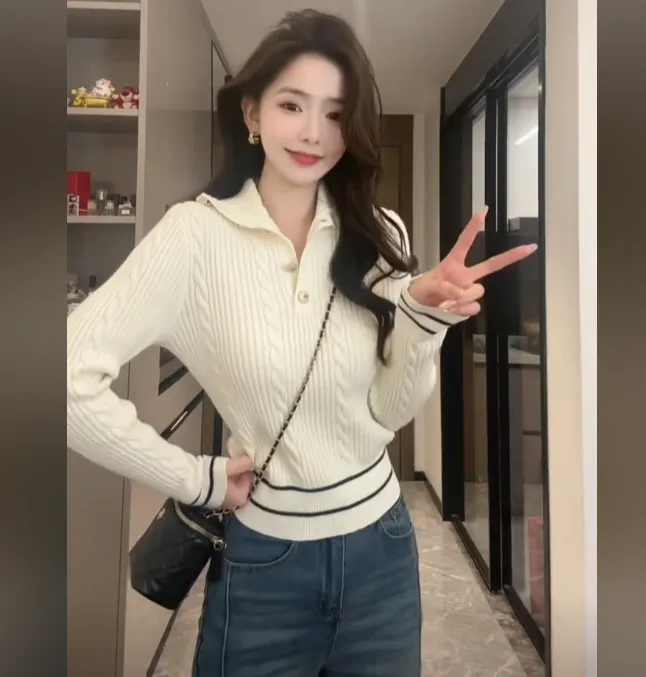 抗起球色纱安迪绒精细扣子厚款立领螺纹单件长袖毛衣辣妹针织秋冬