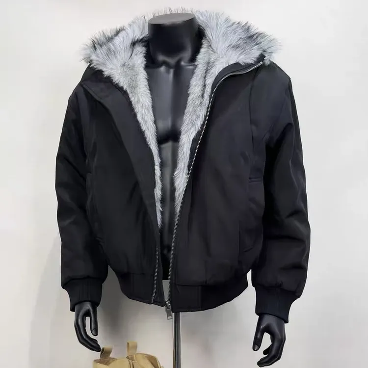 GIOIO美式复古座山雕毛领夹克棉服男款冬季短款加绒棉衣立领内毛