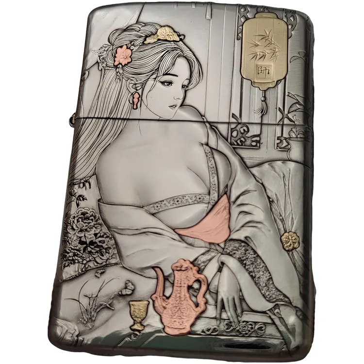 【李师师】二代盔甲复古防风煤油创意打火机纯铜高颜值打火机滑轮女