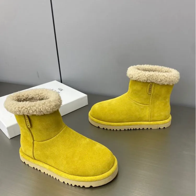 韩系毛口糖果色雪地靴女2025冬季新款大棉保暖显脚小百搭休闲棉鞋