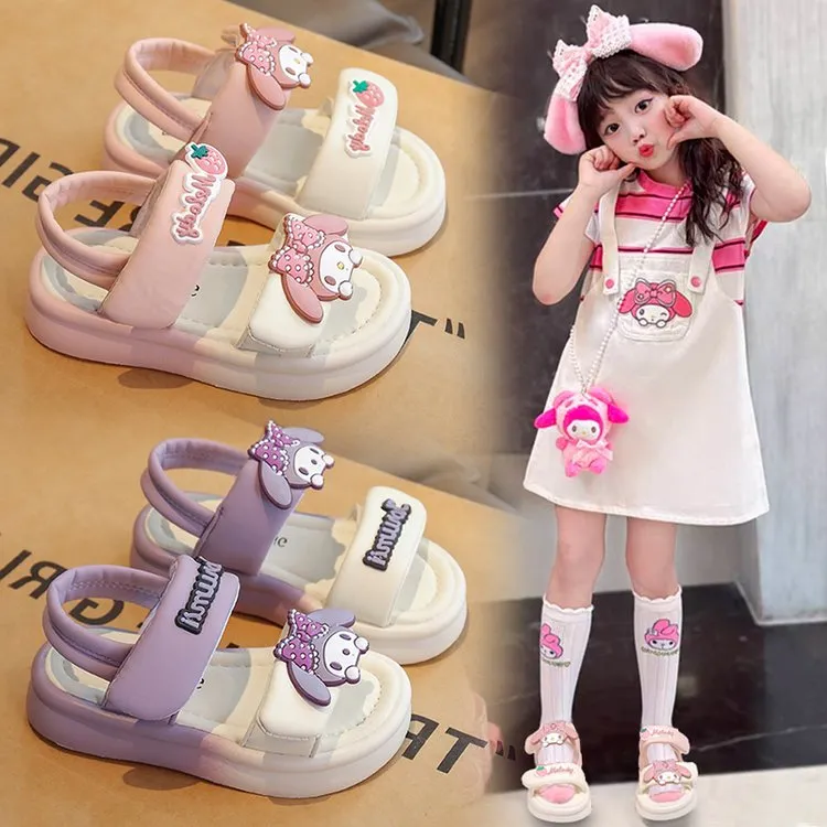 儿童凉鞋女童2025夏季新款女孩公主风防滑中大童露趾沙滩鞋库洛米