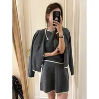 【刘叮铃专属XQ3777】针织长袖连衣裙子女韩系高级感穿搭整套装裙