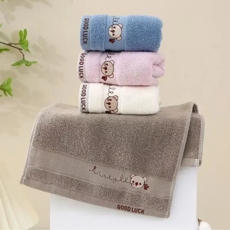 毛巾纯棉小学生儿童小熊洗脸家用不掉毛吸水柔软面巾棉擦脸批发