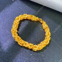 合金手链 龙骨手链 时尚霸气潮流 金色大气环环相扣设计         