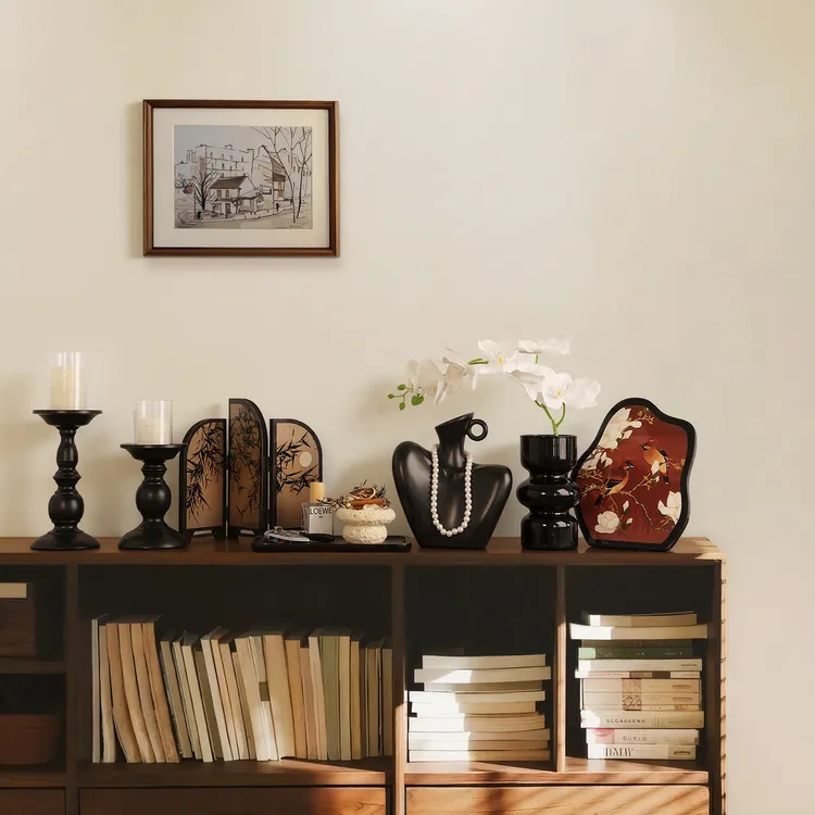 贝汉美中古风装饰客厅玄关斗柜餐边柜摆件高级感陶瓷花瓶乔迁礼物