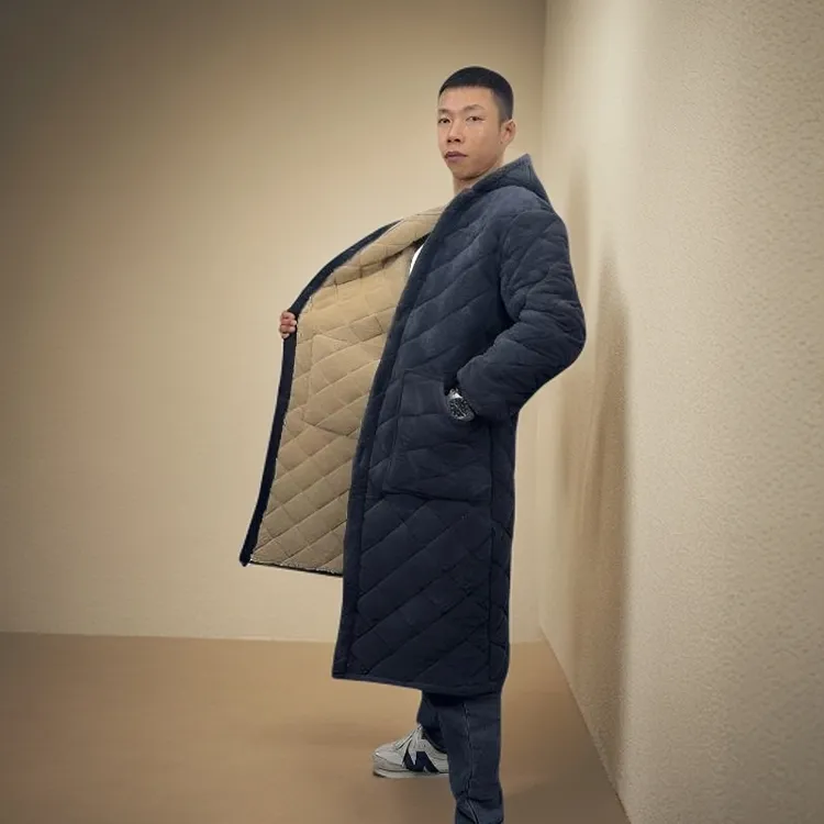 （特厚提花绒）男士连帽罩衣四川省服加绒加厚家居加大加肥罩衣冬季