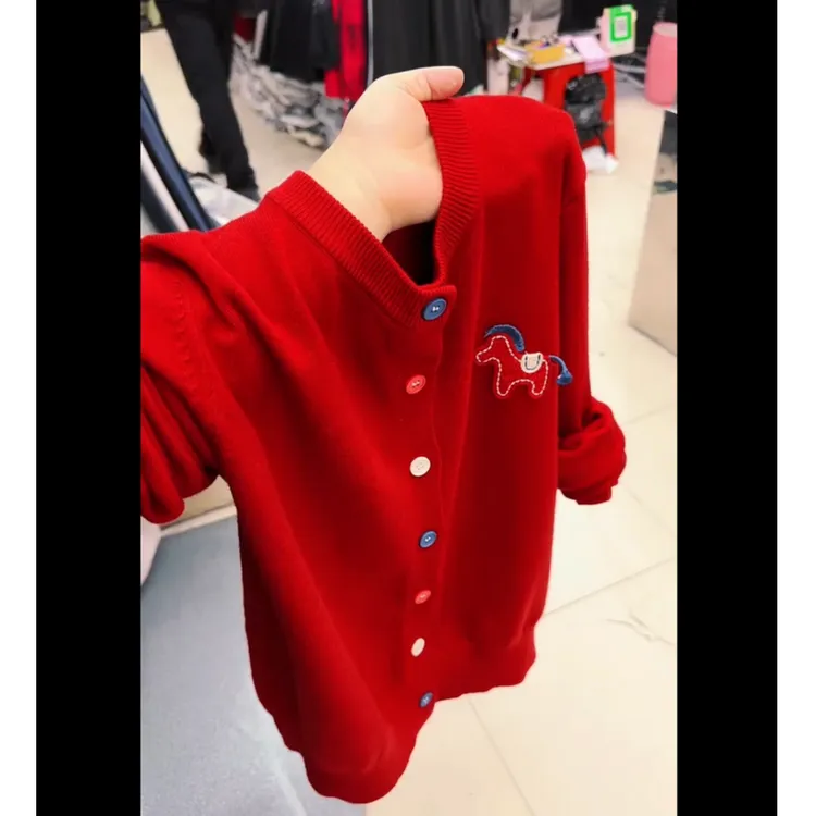 宽松红色洋气小马针织毛衣女大码减龄本命年显瘦秋冬复古慵懒上衣