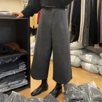 冬日不可缺的 韩系高腰毛呢九分裤