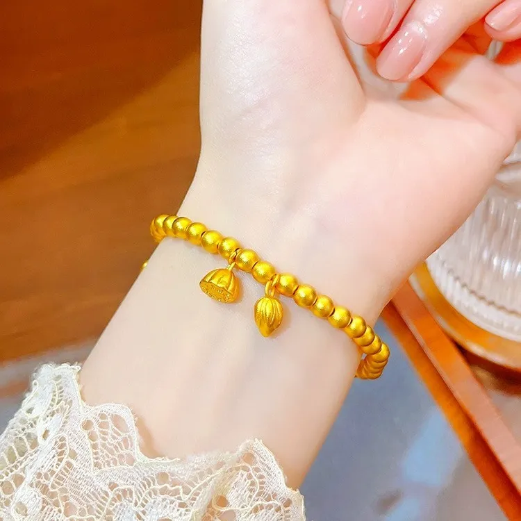 铜合金手链 两世欢莲子手链女款时尚百搭金色网红时尚饰品SL681