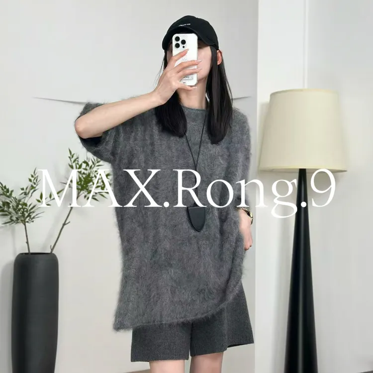MAX.Rong.9【拉绒】拉绒慵懒圆领T恤 宽松百搭羊绒衫 235C