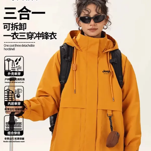 JEEP玫瑰的故事黄亦玫刘亦菲同款冲锋衣女2025新款三合一秋冬外套