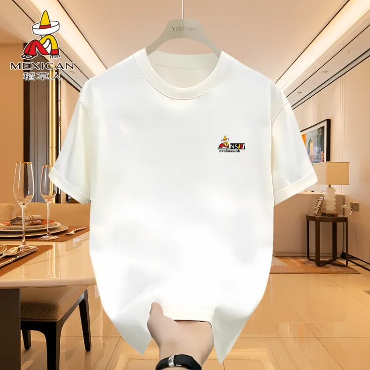 稻草人夏季男款纯棉短袖T恤新款2025爆款休闲时尚圆领全棉半袖t恤