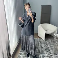 美洋MEIYANG 大大西装 意式格雷不对称排扣通勤休闲西服外套-周一