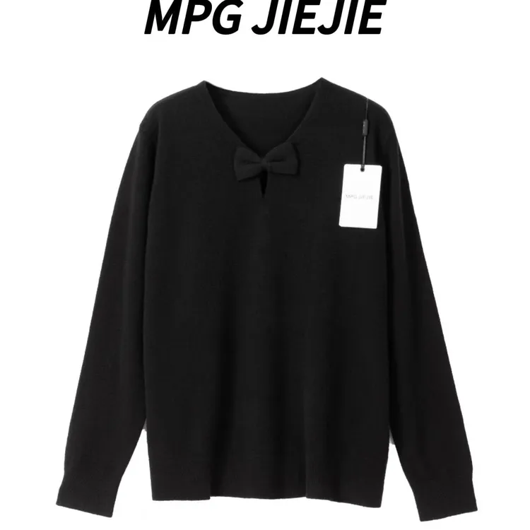 MPG JIEJIE【小味道】25早秋绵羊毛领口蝴蝶结毛衣